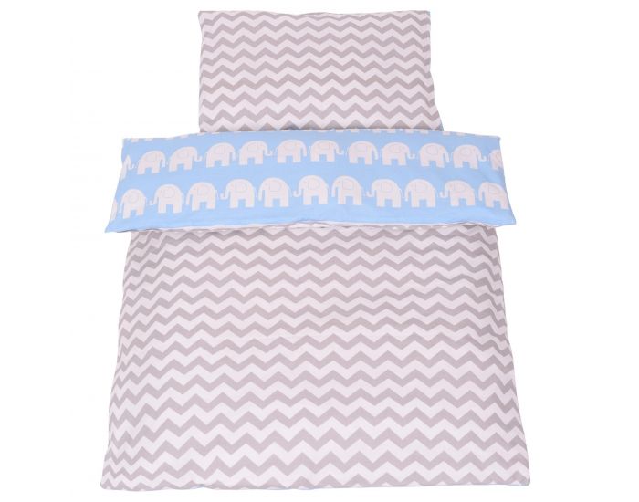 SEVIRA KIDS Tour de lit  coussins modulables avec parure rversible - Elphants - Bleu (17)