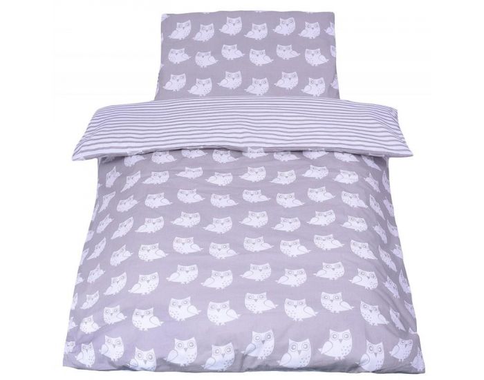 SEVIRA KIDS Tour de lit � coussins modulables avec parure r�versible - Hiboux - Gris/Rose (2)