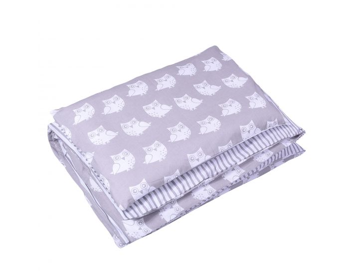 SEVIRA KIDS Tour de lit � coussins modulables avec parure r�versible - Hiboux - Gris/Rose (11)