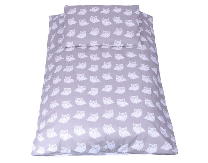 SEVIRA KIDS Tour de lit � coussins modulables avec parure r�versible - Hiboux - Gris/Rose (12)