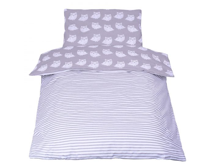 SEVIRA KIDS Tour de lit � coussins modulables avec parure r�versible - Hiboux - Gris/Rose (14)