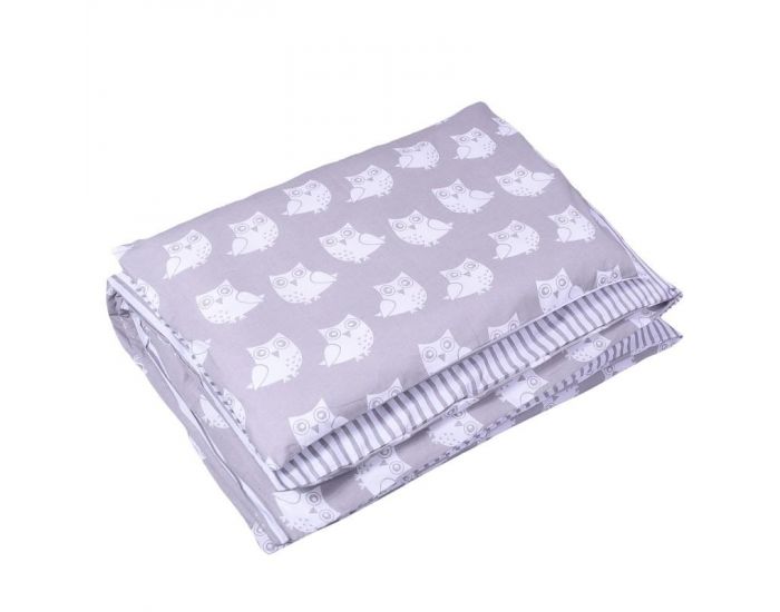 SEVIRA KIDS Tour de lit � coussins modulables avec parure r�versible - Hiboux - Gris/Rose (4)