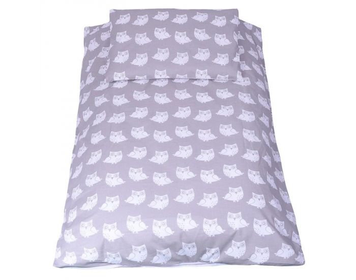 SEVIRA KIDS Tour de lit � coussins modulables avec parure r�versible - Hiboux - Gris/Rose (5)