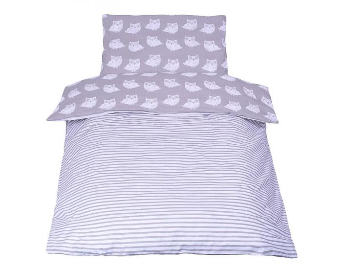 SEVIRA KIDS Tour de lit � coussins modulables avec parure r�versible - Hiboux - Gris/Rose (6)