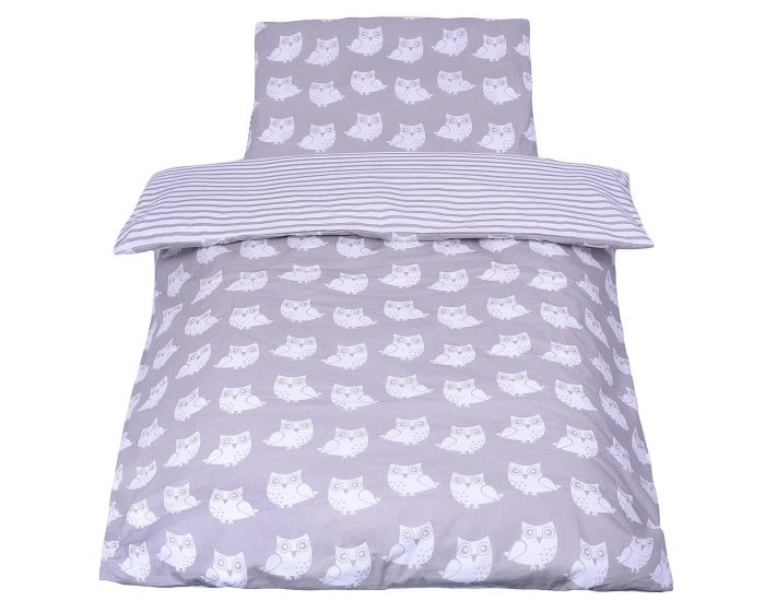 SEVIRA KIDS Tour de lit � coussins modulables avec parure r�versible - Hiboux - Gris/Rose (9)