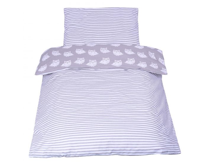 SEVIRA KIDS Tour de lit � coussins modulables avec parure r�versible - Hiboux - Gris/Rose (10)