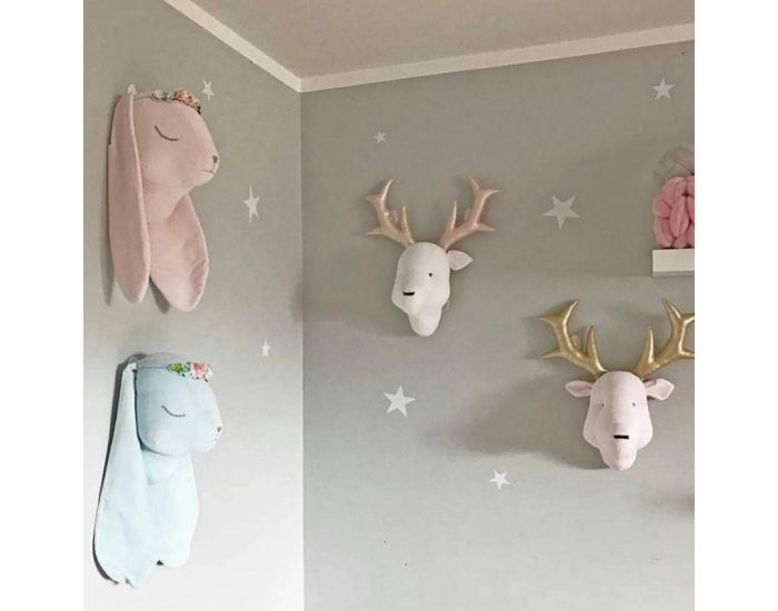 SEVIRA KIDS D�coration murale - troph�e animal en peluche - Cerf rose (3)
