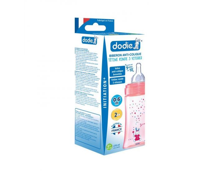 DODIE Biberon Anti-Colique Initiation + T�tine Ronde 3 Vitesses D�bit 2 - 270 ml - 0-6 mois  (8)