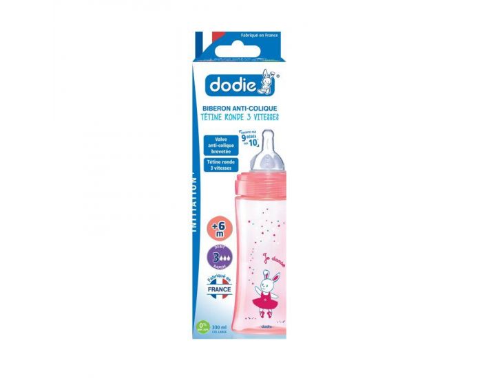 DODIE Biberon Anti-Colique Initiation + T�tine Ronde 3 Vitesses D�bit 3 - 330 ml - +6 mois  (6)
