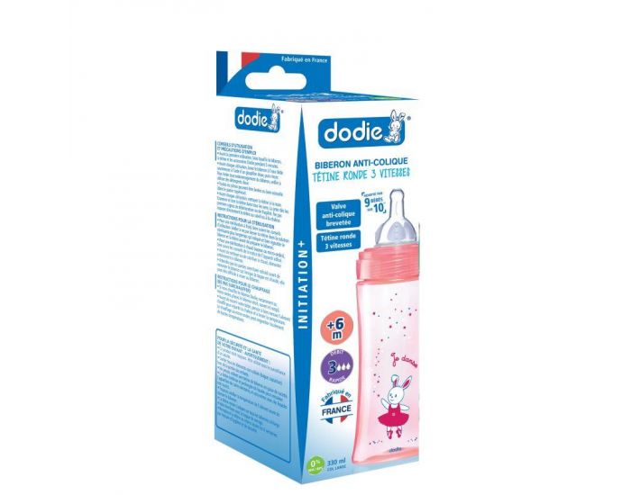 DODIE Biberon Anti-Colique Initiation + T�tine Ronde 3 Vitesses D�bit 3 - 330 ml - +6 mois  (8)