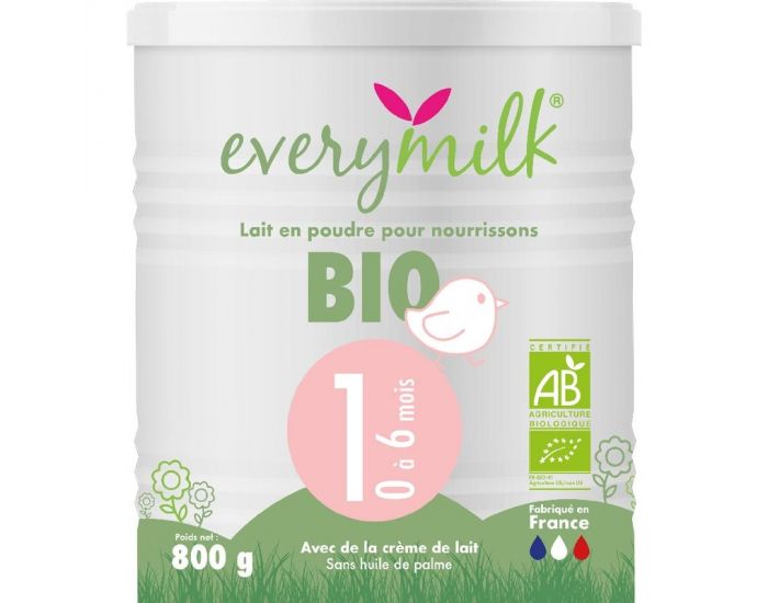 EVERYMILK Lait Infantile Bio 1 - de 0  6 Mois - 800 g (5)