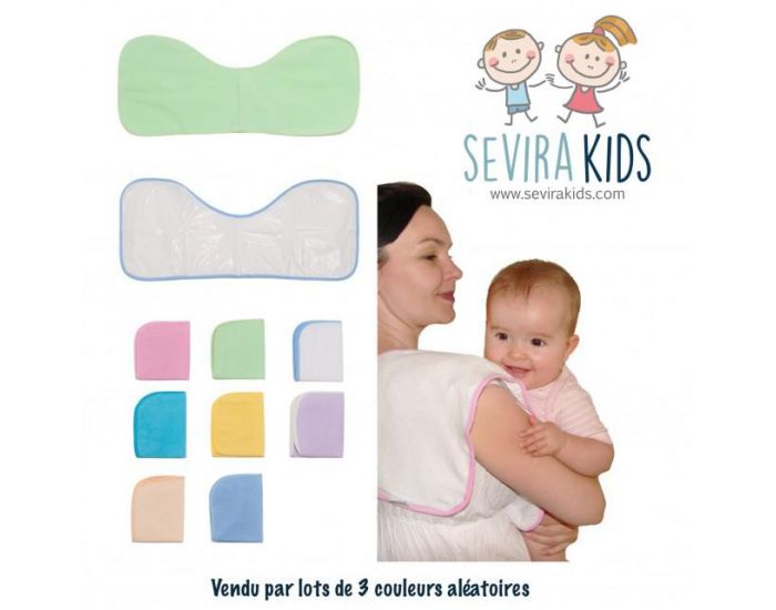 SEVIRA KIDS Lot de 3 Bavoirs d'paule Coton doubls en toile cire - Couleurs alatoires (14)