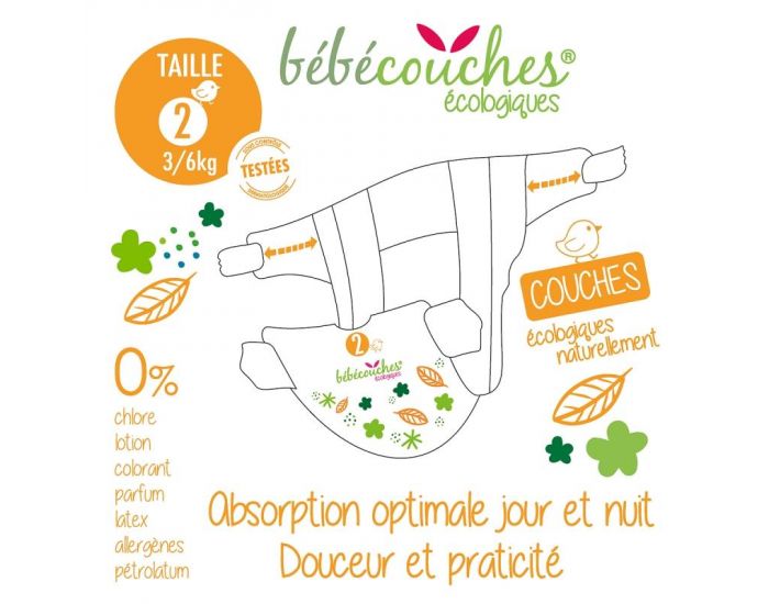 B�B�COUCHES �COLOGIQUES Couches �cologiques T2 / 3-6kg / 180 couches (5)