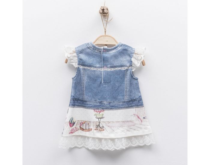 SEVIRA KIDS Robe bb en coton biologique de 3 mois  2 ans - Impression 3D - Collection Louise Blan (2)