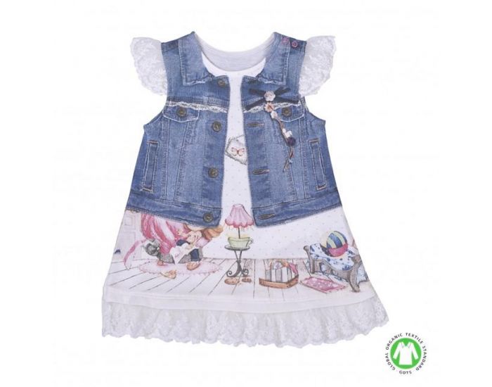 SEVIRA KIDS Robe bb en coton biologique de 3 mois  2 ans - Impression 3D - Collection Louise Blan (11)