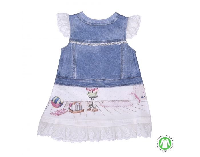 SEVIRA KIDS Robe bb en coton biologique de 3 mois  2 ans - Impression 3D - Collection Louise Blan (5)