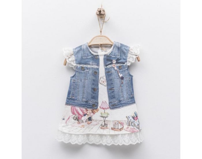 SEVIRA KIDS Robe bb en coton biologique de 3 mois  2 ans - Impression 3D - Collection Louise Blan (6)