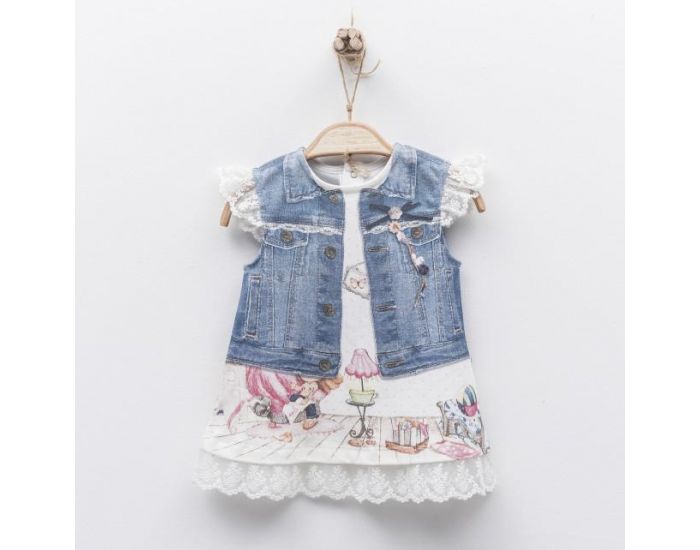 SEVIRA KIDS Robe bb en coton biologique de 3 mois  2 ans - Impression 3D - Collection Louise Blan (10)