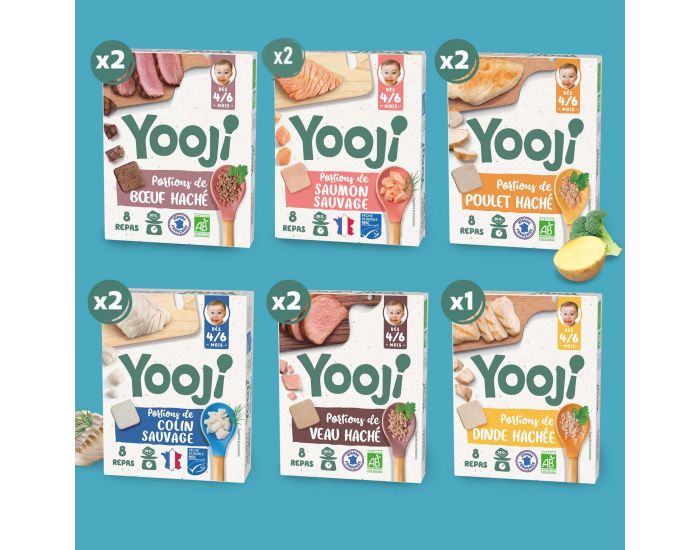 YOOJI Mes Premiers Hach�s de Viandes Bio & Poissons MSC - Lot de 11 - D�s 6 mois (1)