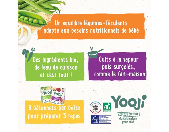 YOOJI Btonnets  Manger-Main Haricot Vert & Portions de Cabillaud Sauvage - Lot de 6 - Ds 12 mois (1)