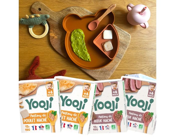 YOOJI Hach� en Portions - Poulet & B�uf Bio - Lot de 4 - D�s 6 mois (5)