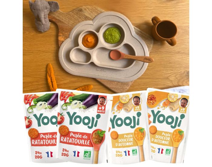 YOOJI Pur�es Morceaux - Ratatouille & Douceur d'Automne Bio - Lot de 4 - D�s 9 mois (1)