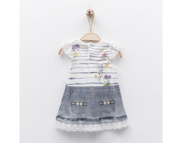 SEVIRA KIDS Robe bb en coton biologique de 3 mois  2 ans - Impression 3D - Collection Adle Blanc (13)