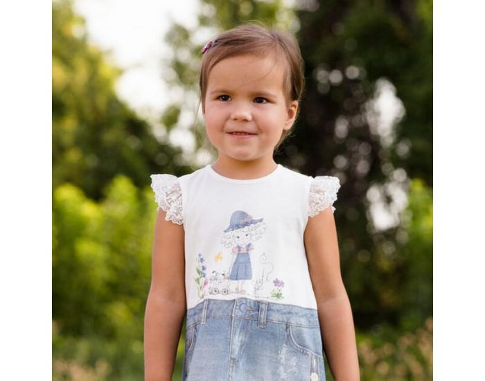 SEVIRA KIDS Robe bb en coton biologique de 3 mois  2 ans - Impression 3D - Collection Adle Blanc (15)