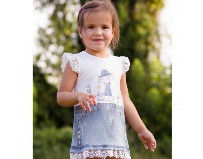 SEVIRA KIDS Robe bb en coton biologique de 3 mois  2 ans - Impression 3D - Collection Adle Blanc (16)