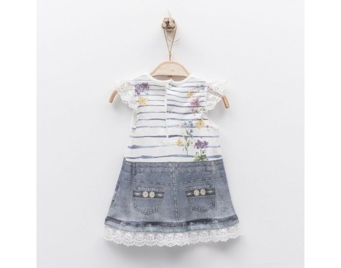 SEVIRA KIDS Robe bb en coton biologique de 3 mois  2 ans - Impression 3D - Collection Adle Blanc (9)