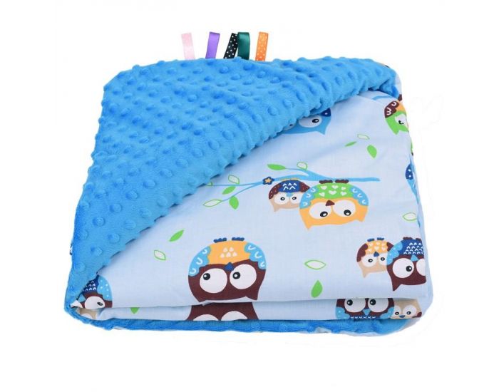 SEVIRA KIDS Couverture b�b� Minky - ultra douce - Hiboux Bleu (1)