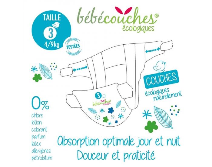 B�B�COUCHES �COLOGIQUES Couches Ecologiques T3 / 4-9kg / 198 couches (1)