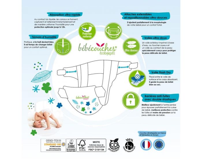 B�B�COUCHES �COLOGIQUES Couches Ecologiques T3 / 4-9kg / 198 couches (6)