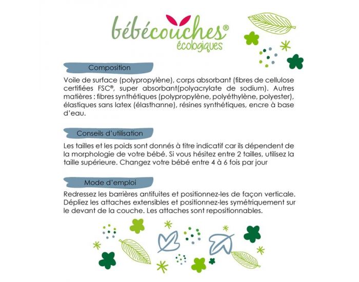 BÉBÉCOUCHES ÉCOLOGIQUES Couches Ecologiques T5 / 12-25kg / 54 couches (3)