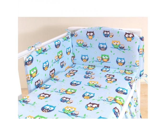 SEVIRA KIDS Parure de lit b�b� avec tour de lit - Fantaisie Hiboux Bleu - 3 pi�ces (2)