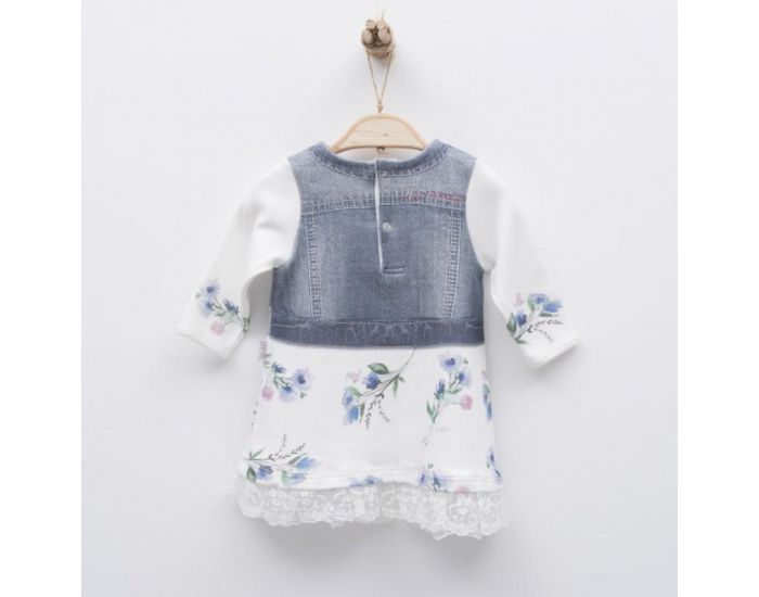 SEVIRA KIDS Robe bb en coton biologique de 3 mois  2 ans - Impression 3D - Collection Juliette Bl (1)