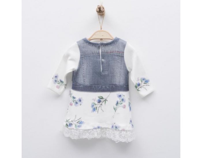 SEVIRA KIDS Robe bb en coton biologique de 3 mois  2 ans - Impression 3D - Collection Juliette Bl (11)