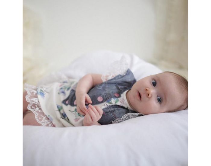 SEVIRA KIDS Robe bb en coton biologique de 3 mois  2 ans - Impression 3D - Collection Juliette Bl (13)