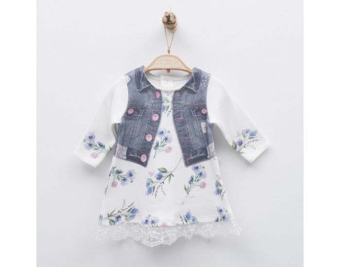 SEVIRA KIDS Robe bb en coton biologique de 3 mois  2 ans - Impression 3D - Collection Juliette Bl (4)