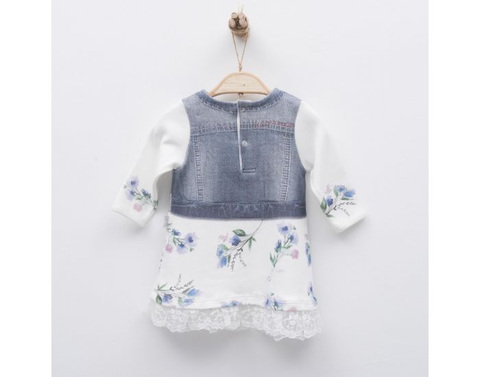 SEVIRA KIDS Robe bb en coton biologique de 3 mois  2 ans - Impression 3D - Collection Juliette Bl (5)