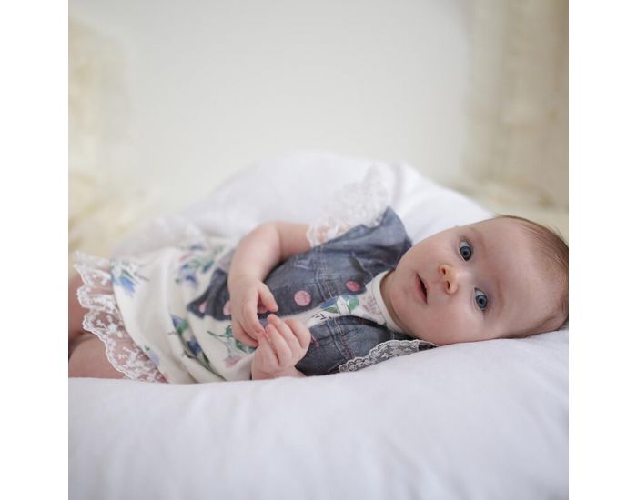 SEVIRA KIDS Robe bb en coton biologique de 3 mois  2 ans - Impression 3D - Collection Juliette Bl (7)