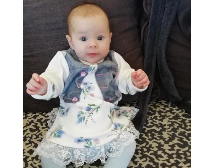 SEVIRA KIDS Robe bb en coton biologique de 3 mois  2 ans - Impression 3D - Collection Juliette Bl (8)