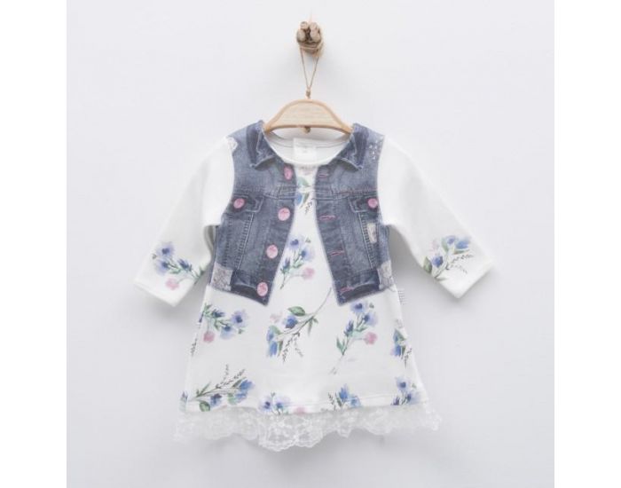 SEVIRA KIDS Robe bb en coton biologique de 3 mois  2 ans - Impression 3D - Collection Juliette Bl (10)