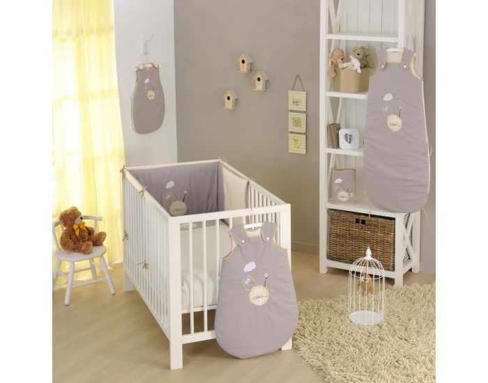 P'TIT BASILE Housse de Couette Brod�e Lit B�b� - Coton Bio - Chouette - 100x140 cm (1)