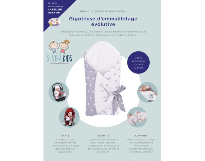 SEVIRA KIDS Gigoteuse d'Emmaillotage évolutive 0-12 mois - Coton (26)