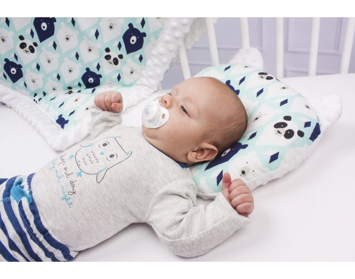 SEVIRA KIDS Coussin de maintien anti t�te plate - oreiller morphologique b�b� - Panda Vert Vert (1)