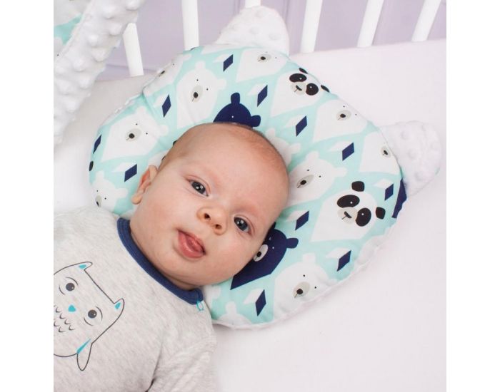 SEVIRA KIDS Coussin de maintien anti t�te plate - oreiller morphologique b�b� - Panda Vert Vert (15)