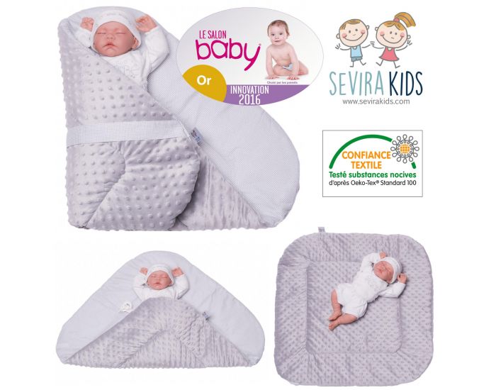 SEVIRA KIDS Gigoteuse d'emmaillotage Multi usage - Nid d'ange Naissance - Minky (29)