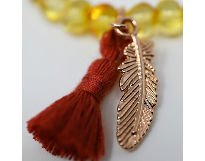 IRR�VERSIBLE Exclu Web - Bracelet Adulte - Ambre Honey, Pompon Rouille et Plume Or Rose (2)