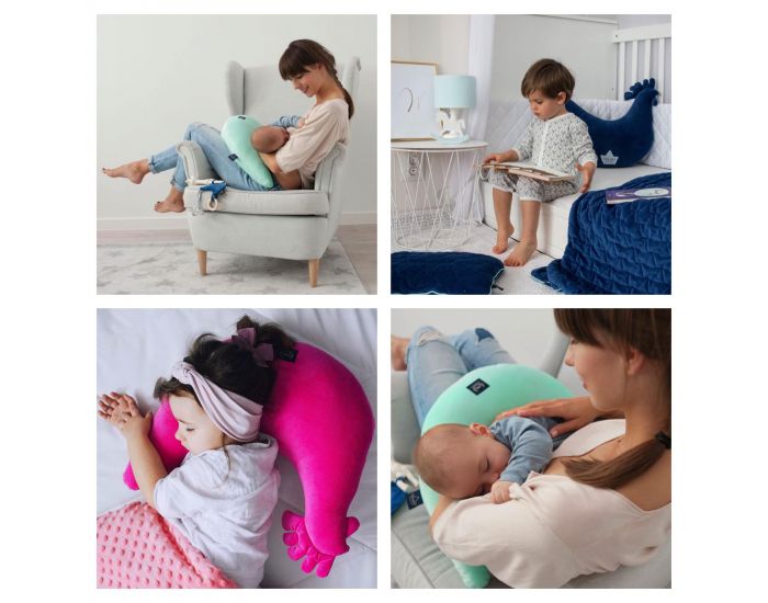 SEVIRA KIDS Coussin d'allaitement - coussin oreiller enfant  en velvet extra doux - Maman Poule Kaki Kaki (1)